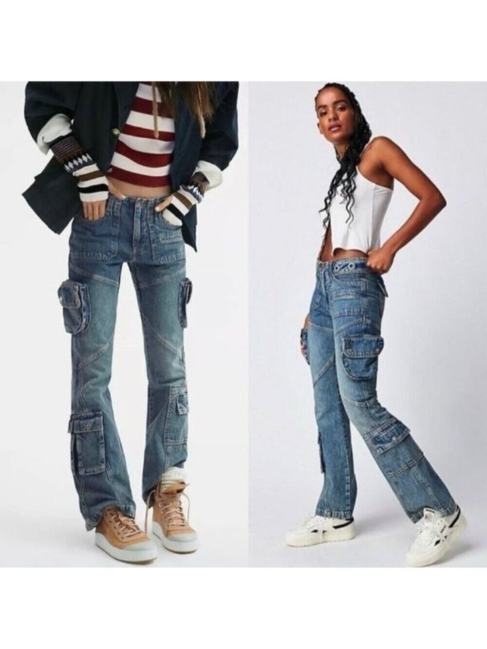 We The Free People Call Me Crazy Low Rise Flare Leg Cargo Jeans - 24", NWTs